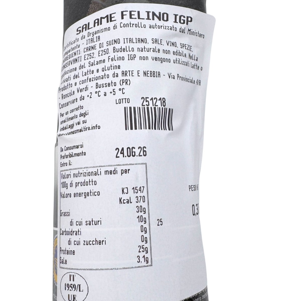 Salame Nebbia Felino IGP 350gr c.a. Salame Nebbia Felino IGP 350gr c.a. - immagine 3